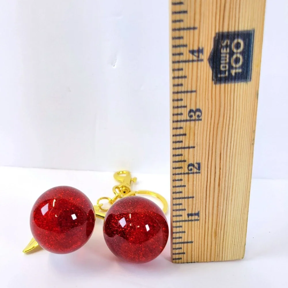 Cherry Keychain Resin Bag Charm Red Gold Retro Coquette, Cherrycore, Retro NEW